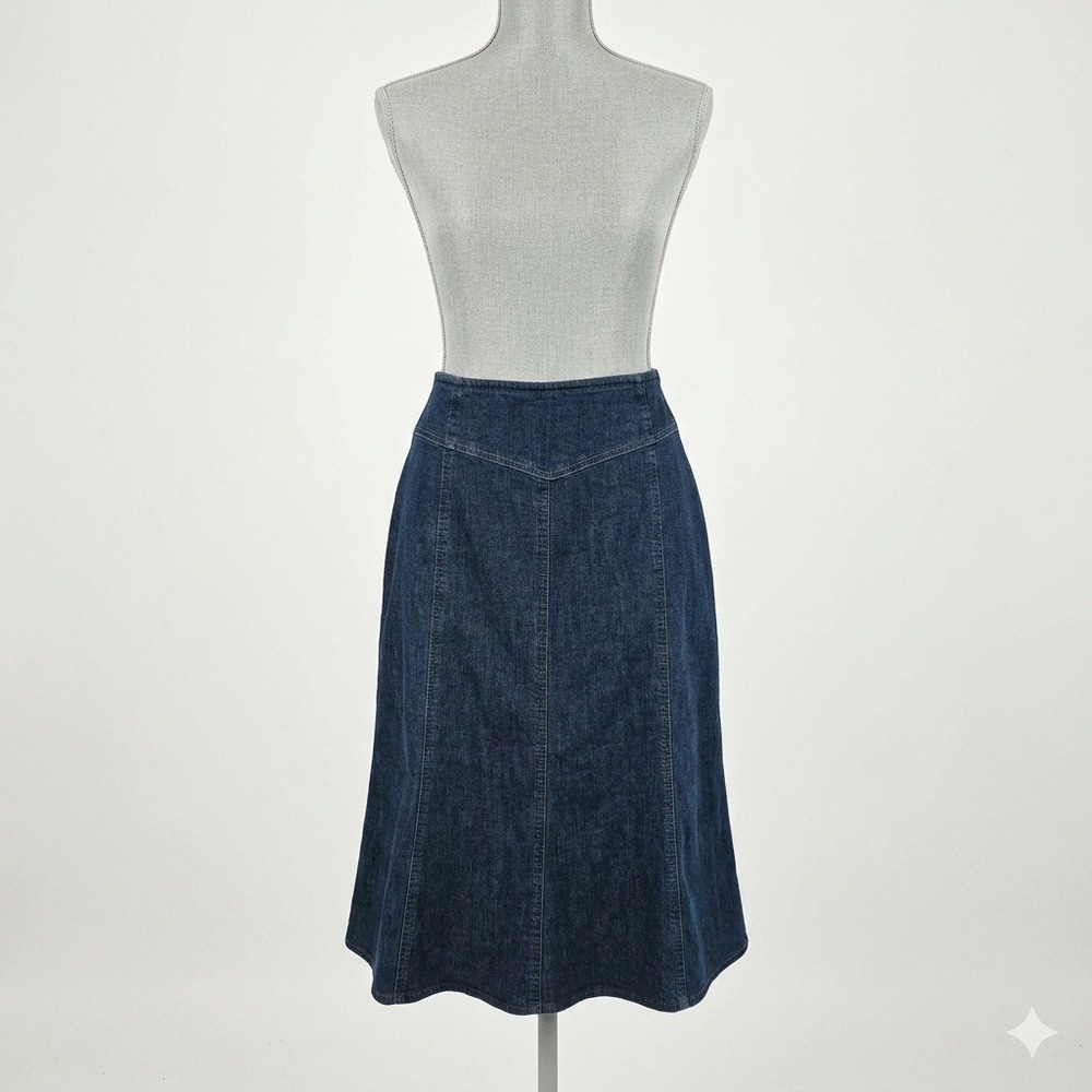 Dressbarn Woman Dark Wash Denim Western Y2K A-Line Midi Skirt Plus Size 20W